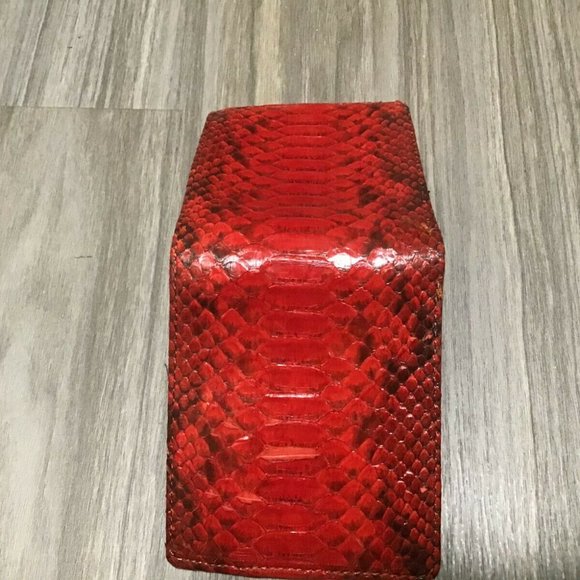 Snakeskin genuine python zipper wallet red black b - Picture 4 of 4